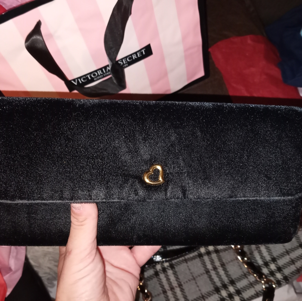 Felt black Victoria secret clutch